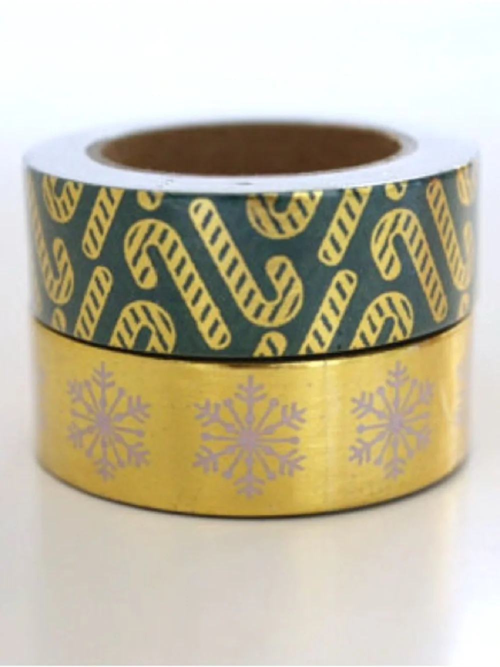 Decorative Washi Tape Set - Gold Snowflake & Green Candy Cane